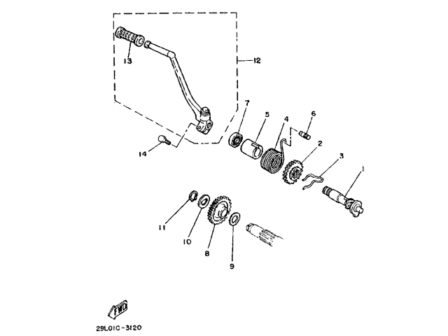 PEDAL DE ARRANQUE Yamaha RD350 LCF Brasileña 1986 - 1990