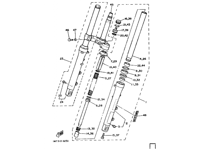 Tija inferior Yamaha RD350 LCF Brasileña 1986 - 1990