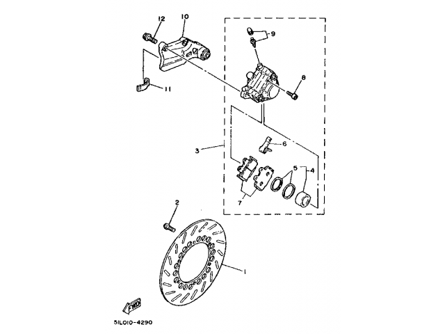 Soporte pinza freno trasera Yamaha RD350 LCF Brasileña 1986 - 1990