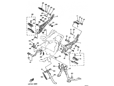 Soporte estriberas izquierdo Yamaha RD350 LCF Brasileña 1986 - 1990