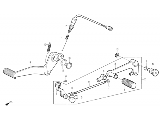 Interruptor freno trasero Daelim Roadwin 125R VJF 2007 - 2016