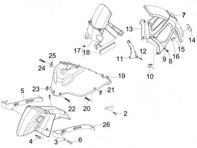 Aleta delantera varios colores Aprilia SR Max 125 y SR Max 300 2011 -