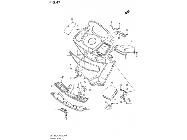 TAPA CONTRA ESCUDO Suzuki burgman 125 2014 - 2016