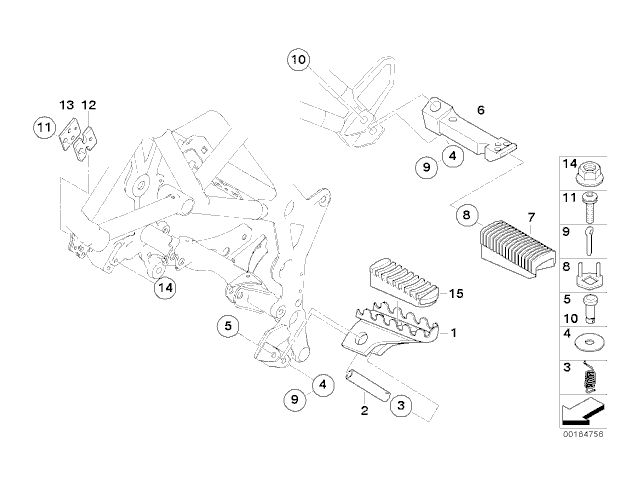 Estribera trasera izquierda Bmw F650 GS 2008 - 2012