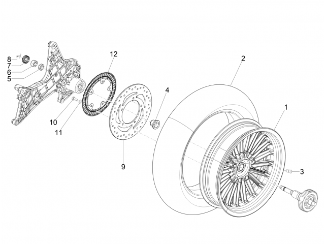 Corona abs trasera Piaggio Beverly 300 ie ABS 2016 - 2020