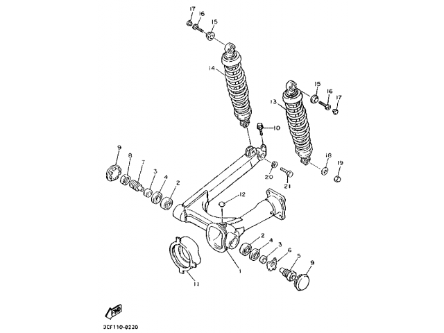 Amortiguador trasero derecho Yamaha virago 1100 1985-1995