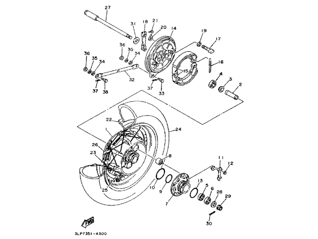 Eje rueda trasera Yamaha virago 1100 1985-1995