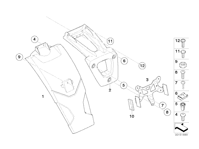 Aleta porta matricula BMW F800R 800 2009-2012  moto