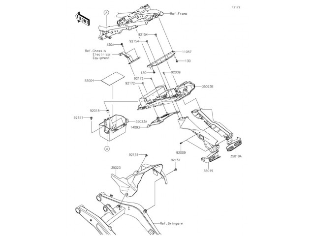 Aleta pase rueda inferior Kawasaki Ninja 650 2021 - 2022