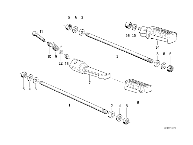 Estribera trasera izquierda Bmw R100 R Classic 1991- 1996