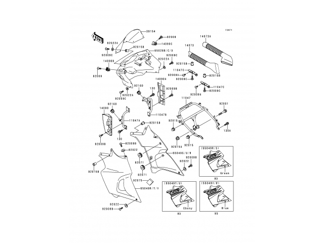 Embellecedores carenado superior-juego Kawasaki kle 500 1991-1996