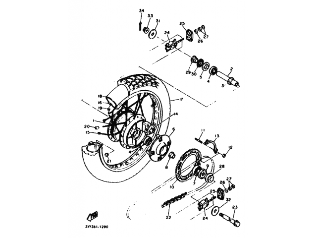 Rueda trasera Yamaha xtz 660 1991-1994