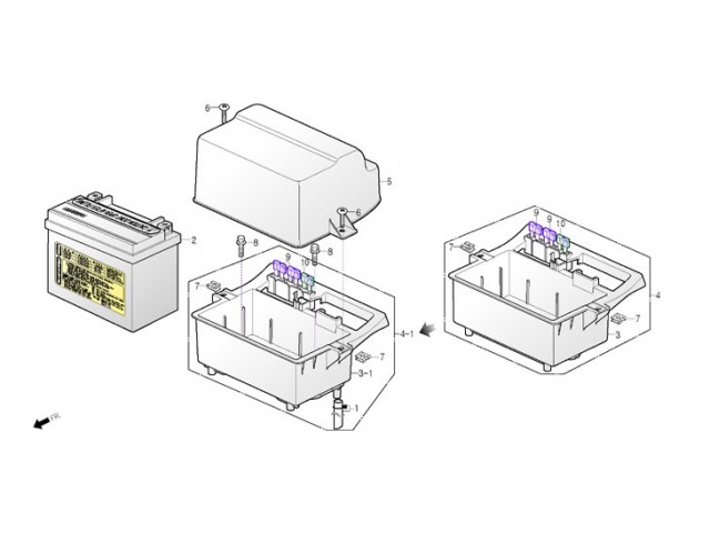 Caja batería Daelim S3 250 FI Advance 2012 - 2016