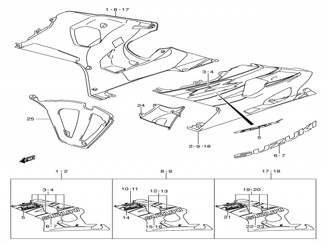 Faldon izquierdo varios colores Suzuki Gsx 600 r 2004 - 2005