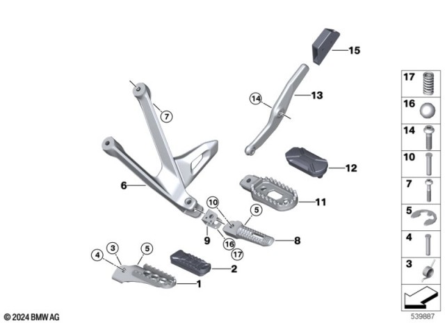 Estribera trasera derecha Bmw R 1300 GS 2022 - 2025