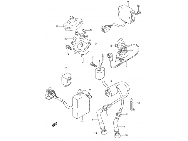 Bobina alta trasera cable corto Suzuki DR 650 RSE (SP43) 1991 – 199