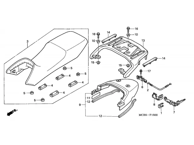 Cable cerradura asiento Honda Transalp 650 2000 - 2004