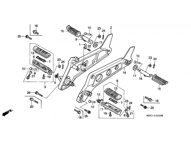 Estribera trasera derecha Honda cb 500 1993 - 1997