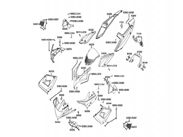 Faldon izquierdo negro Kymco Quannon 125 2007-2011
