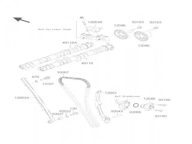 Arbol de levas admision Kawasaki Zx10 r 1000 cc 2004 - 2005