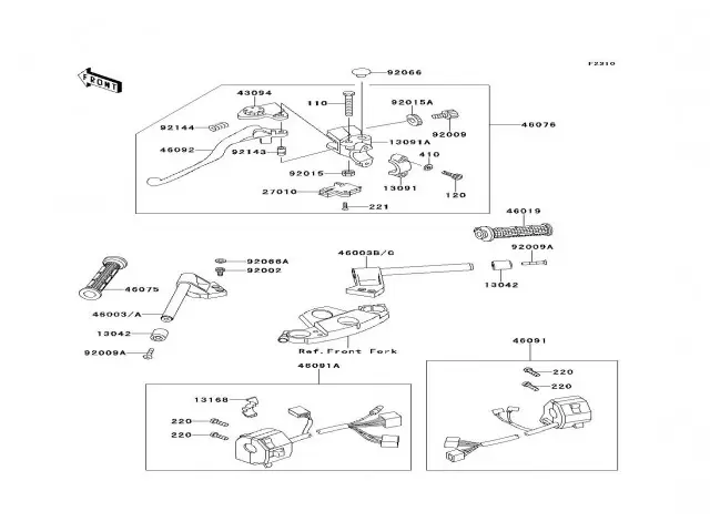 Semimanillar derecho  Kawasaki Zzr 600 1990-1993