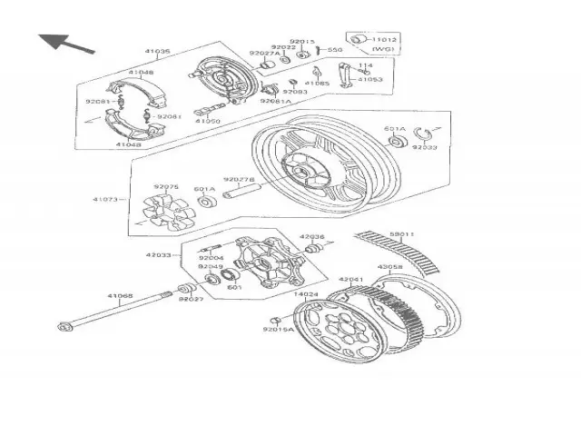 Eje rueda trasera Kawasaki Vulcan 500 1989-1995
