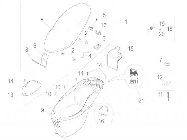 Tapa bateria Aprilia Sportcity one 125 2008-2015