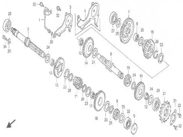 EJE SECUNDARIO DEL CAMBIO Honda Transalp 600 1994-1998