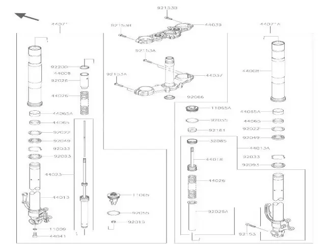 BARRA COMPLETA IZQUIERDA Kawasaki Z900 y z900 abs 2017 - 2019
