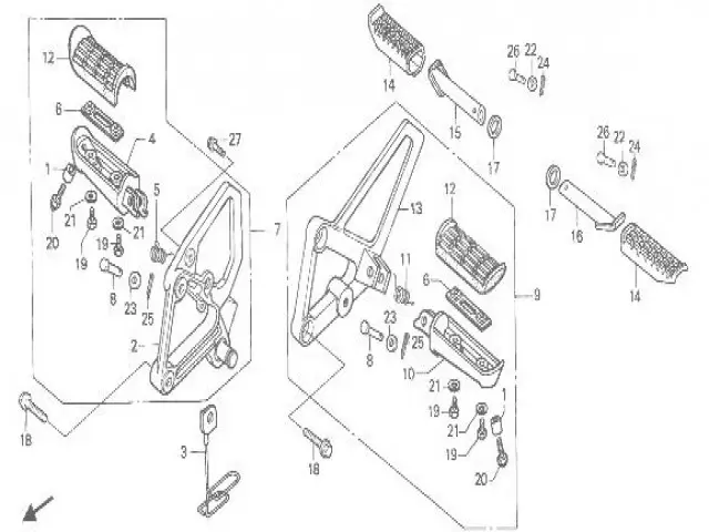 Soporte estribera delantero izquierdo Honda Cbr 600 1987 - 1990