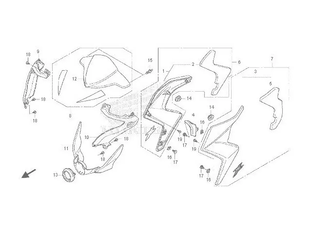 EMBELLECEDOR RADIADOR IZQUIERDO Honda Cb 1000 r 2008 - 2018