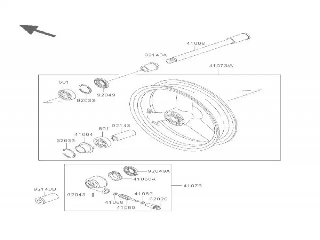 Eje rueda delantera Kawasaki Zx9 r 900 cc 1994 - 1995
