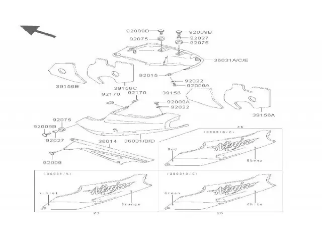 Cacha derecha Kawasaki Zx9 r 900 cc 1994 - 1995
