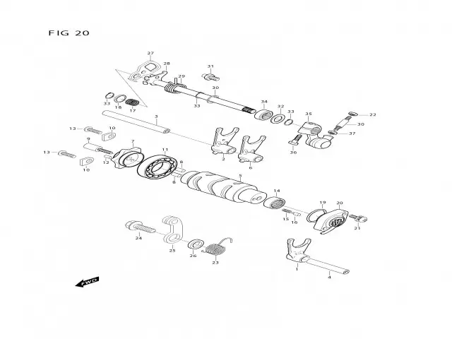 EJE SELECTOR CAMBIO Hyosung Gt 650 r - gt 650 s comet - gt 650 2005 - 2009