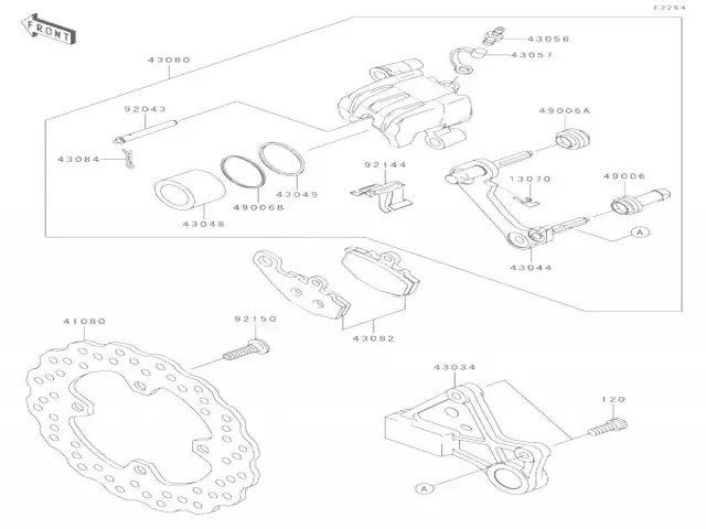 Pinza freno trasera Kawasaki Zx6 r 600 cc 2007 - 2008