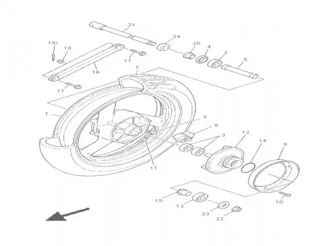Eje rueda trasera Yamaha Xj 900 diversion 1992 - 2000
