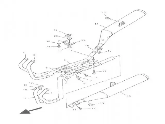 Colector trasero Yamaha Xj 900 diversion 1992 - 2000