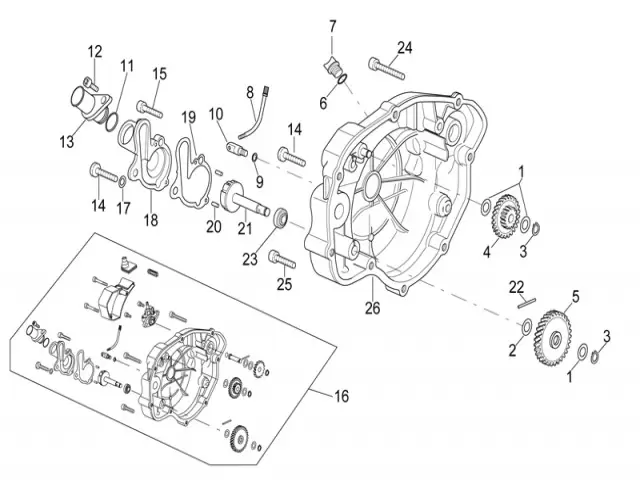 PIñON DOBLE MOTOR ARRANQUE Aprilia Rs 50 1999-2005
