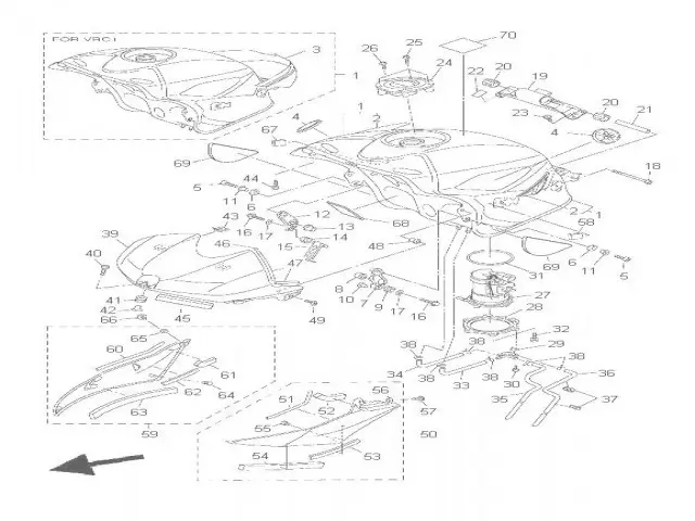 Puente subchasis Yamaha R6 r 600 cc 2008 - 2012