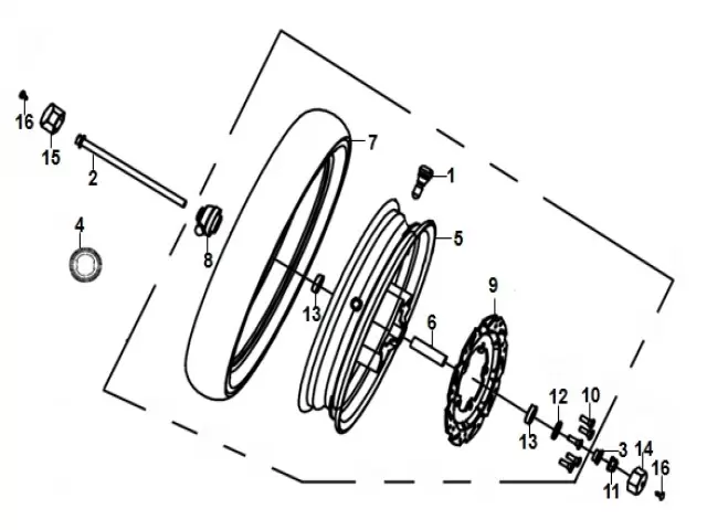 EJE RUEDA DELANTERA Sym Jet 14r 125 2016-2020