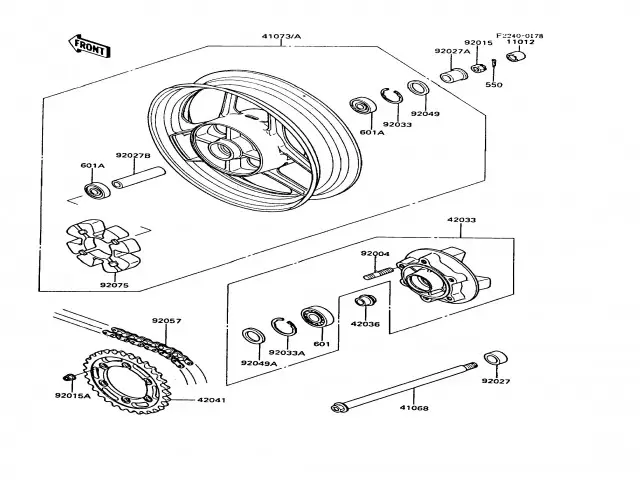 EJE RUEDA TRASERA Kawasaki Gpz 600 1985-1989
