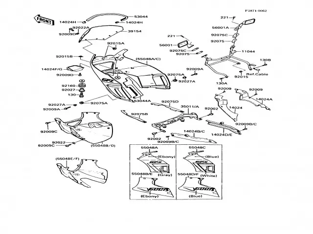BANDEJA SUPERIOR IZQUIERDA Kawasaki Gpz 600 1985-1989