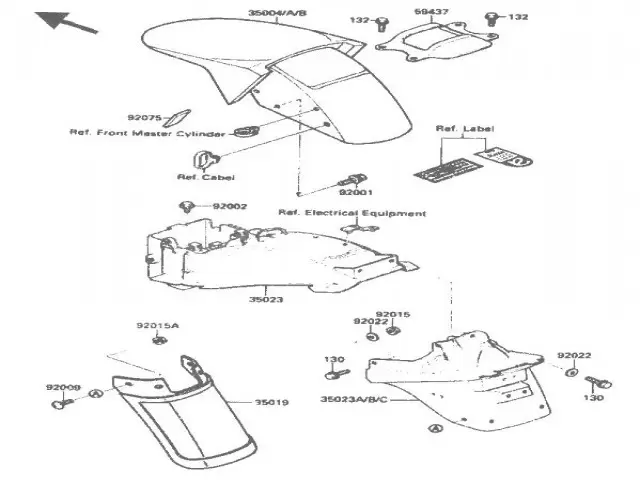 Aleta delantera negra KAWASAKI ZX 10 1000 1988-1990  recambio moto