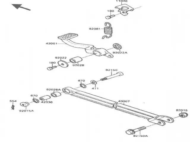 PEDAL FRENO TRASERO Kawasaki Zx10 1000 cc 1988 - 1990
