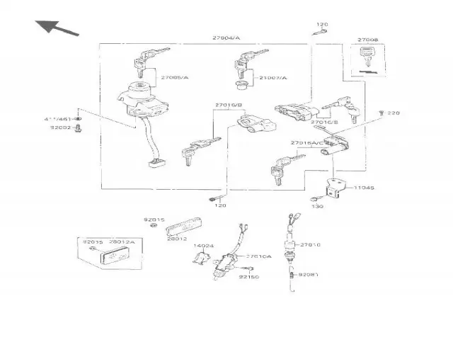 Cerradura asiento  Kawasaki Gpx 600 1985-1990