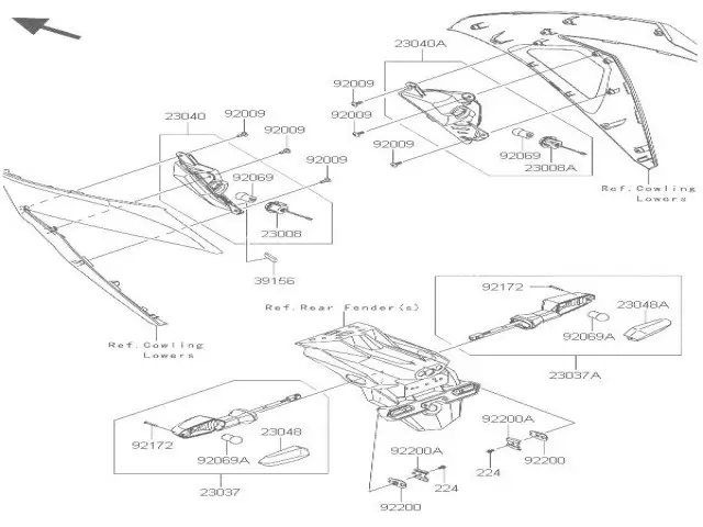 Intermitente trasero derecho Kawasaki z 800 e 2013 - 2016