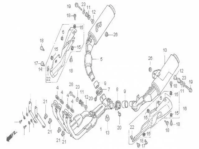 Silencioso izquierdo Honda Cbr dual 1000 1993-1999