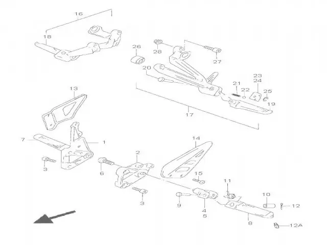Soporte estribera trasera izquierda Suzuki Gsx 600 r 1998 - 2000