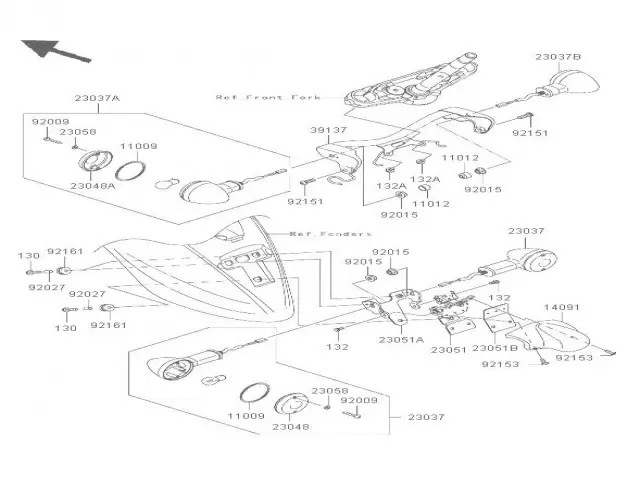 Soporte intermitentes delanteros Kawasaki Vulcan 900 Classic 2006 - 2