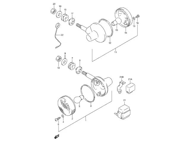 Intermitente Trasero Derecho e Izquierdo Suzuki tu 250 1992-1997